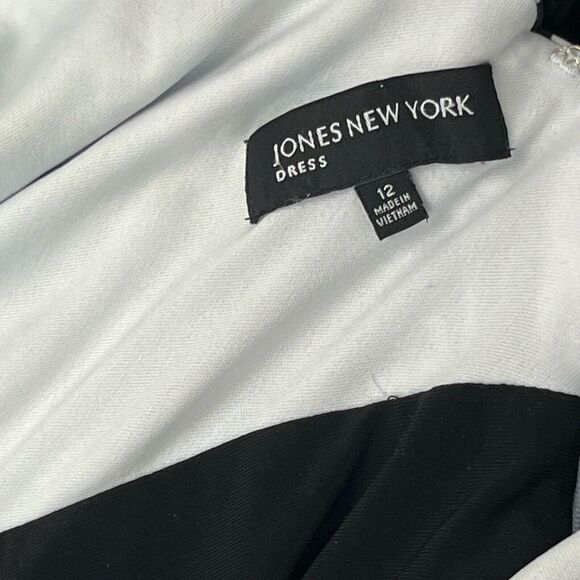 Jones New York Dress Sleeveless Knee Length V Neck Back Stretch 12 Twee Romantic - Picture 4 of 5